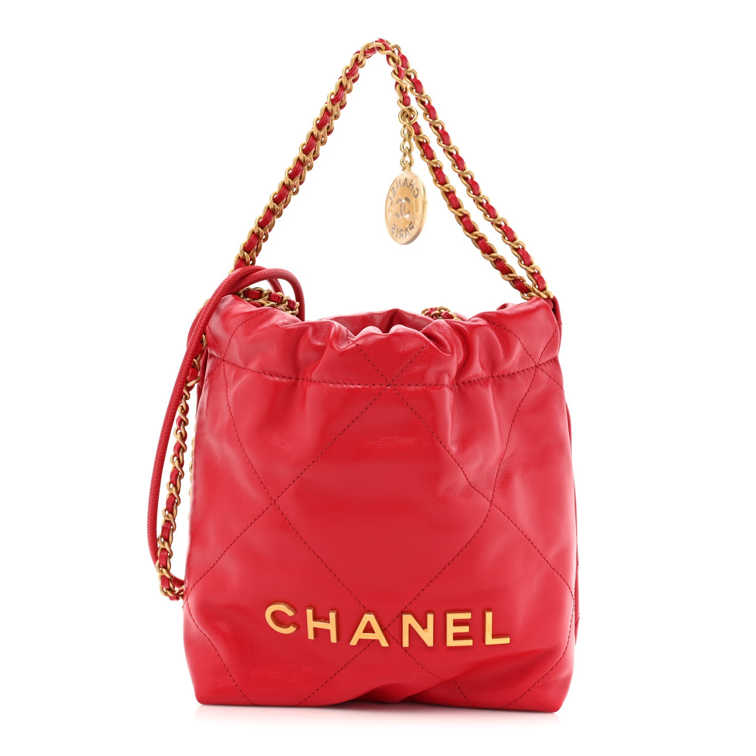 Chanel Shiny Calfskin Quilted Mini Chanel 22 Red 1 of 10