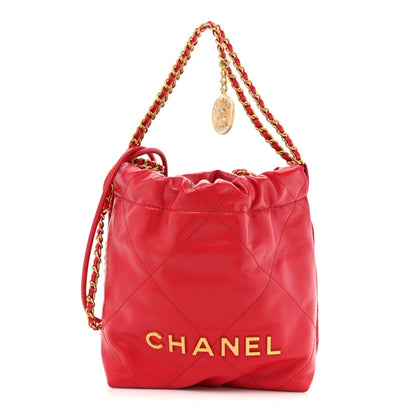 Chanel Shiny Calfskin Quilted Mini Chanel 22 Red 1 of 10