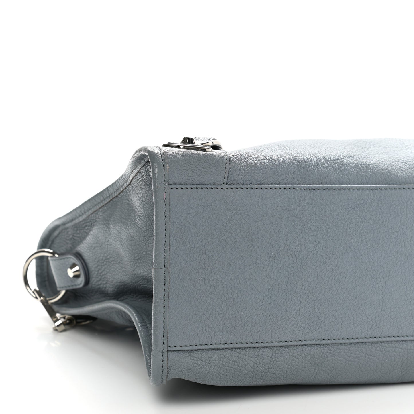 Chevre Silver Metallic Edge Hardware City Bleu Acier