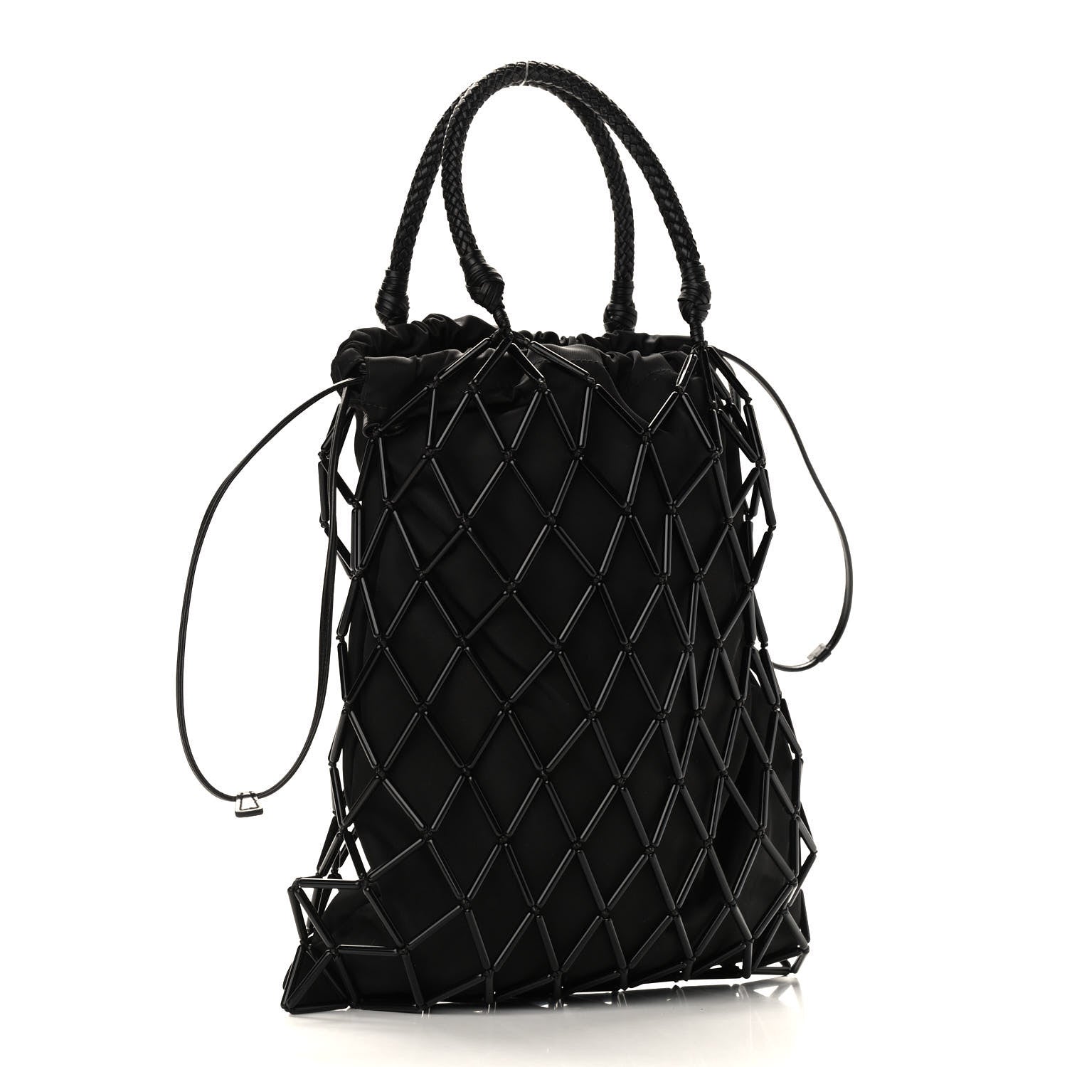 Prada Satin Net Chain Bag Black 3 of 7