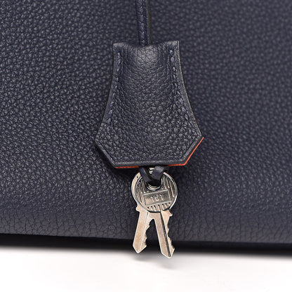 Hermes Togo Birkin Verso 30 Bleu Nuit Orange Poppy 15 of 34