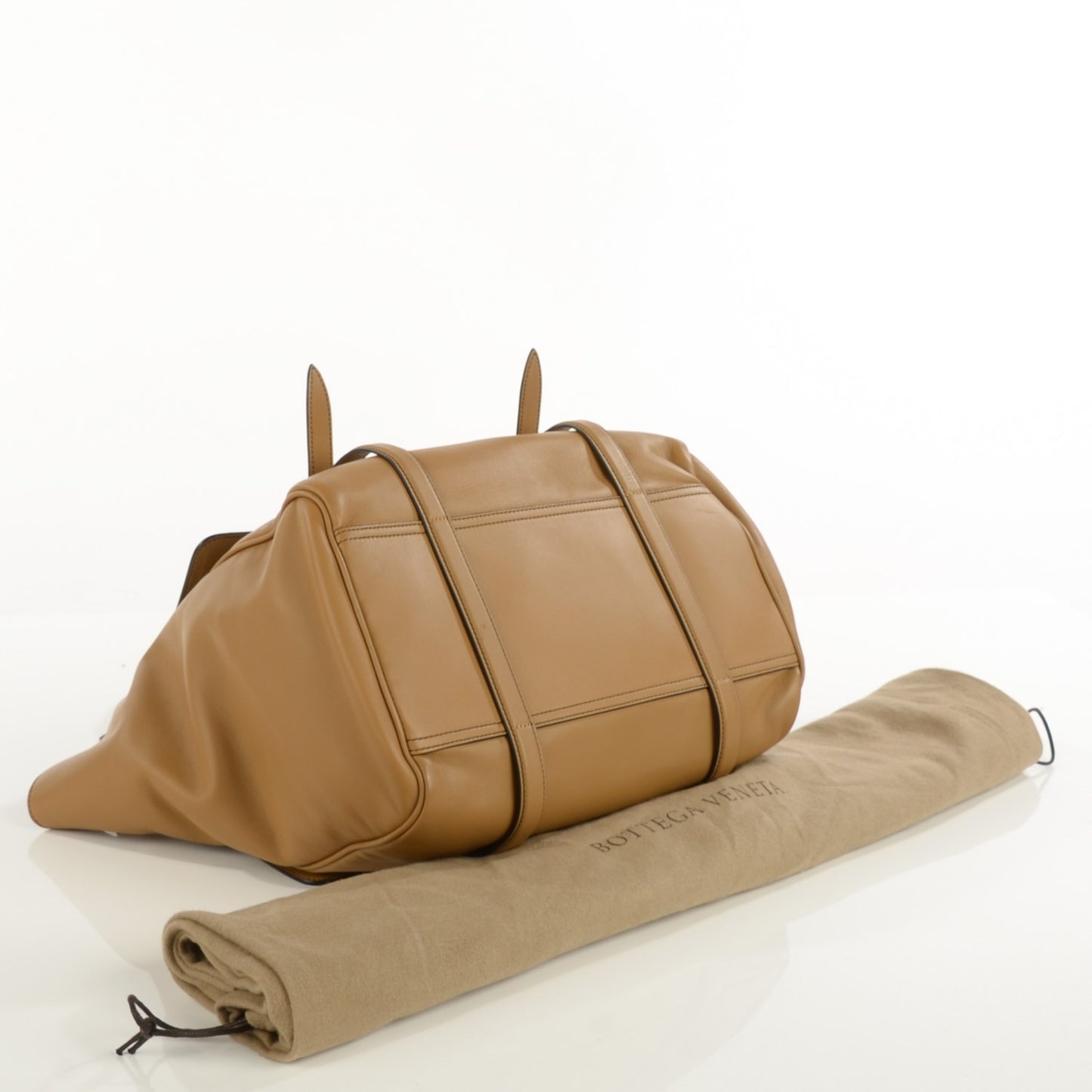 Nappa Intrecciato Large Monaco Bag Camel