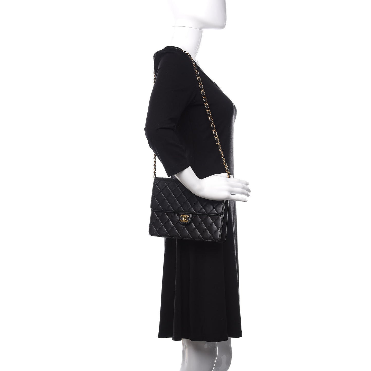 Lambskin Quilted Small Single Flap Black