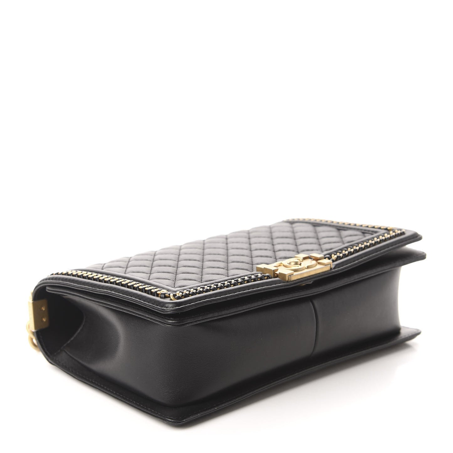 Calfskin Quilted New Medium Boy Top Handle Flap Black