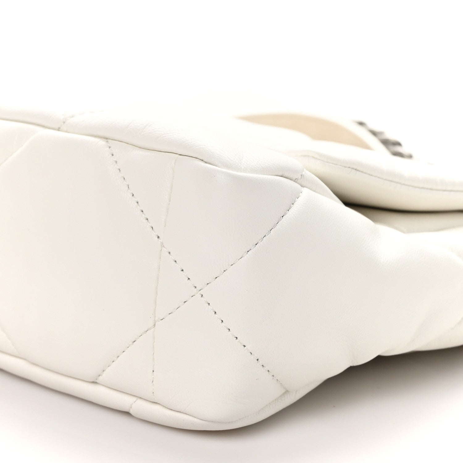 Chanel Shiny Crumpled Calfskin Quilted Medium Chanel 19 Flap White 10 of 11