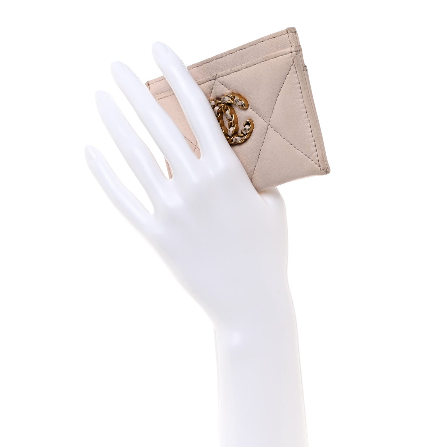 Lambskin Quilted Chanel 19 Card Holder Light Pink