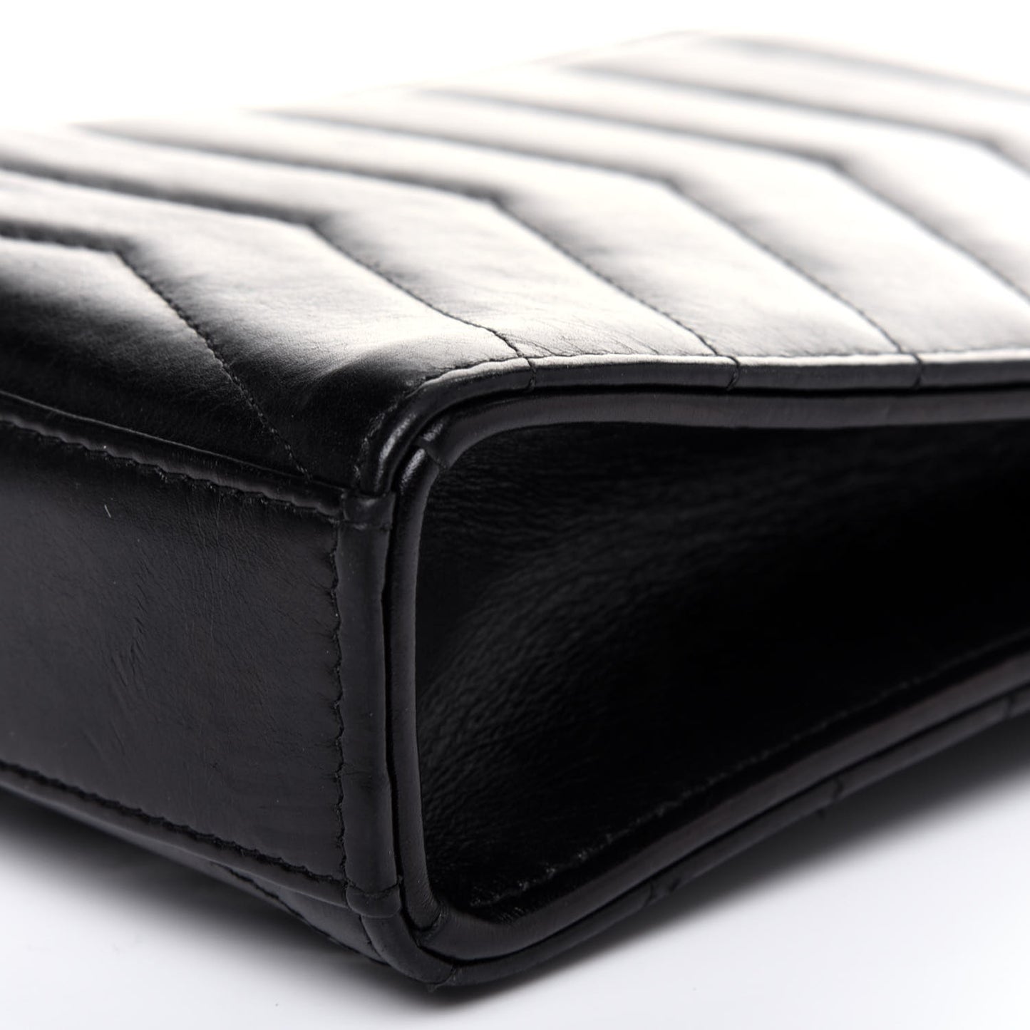 Calfskin Chevron Quilted Medal Mini Clutch With Chain Black