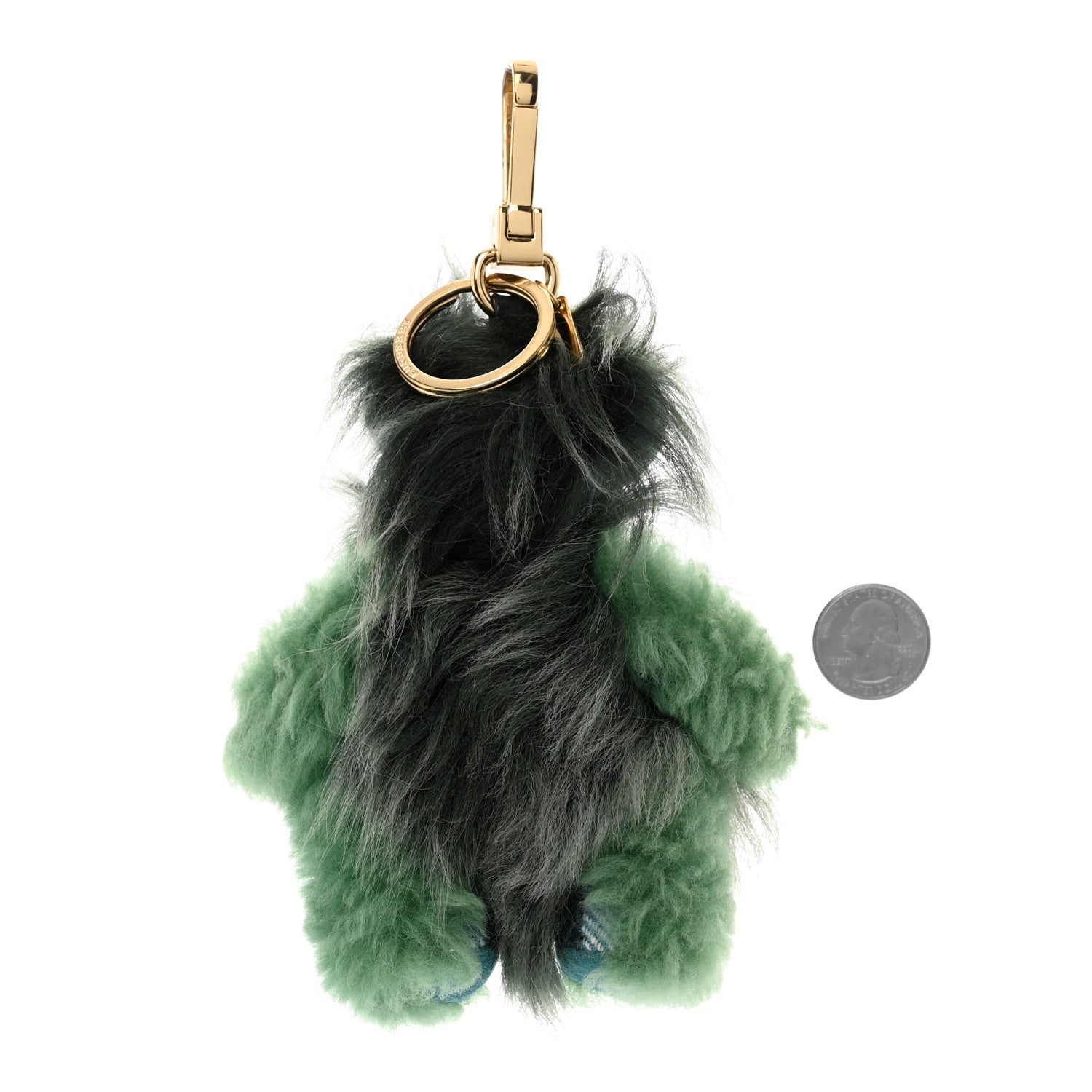 Burberry Fur Thomas Pom Pom Teddy Bear Keychain Charm Green 2 of 4
