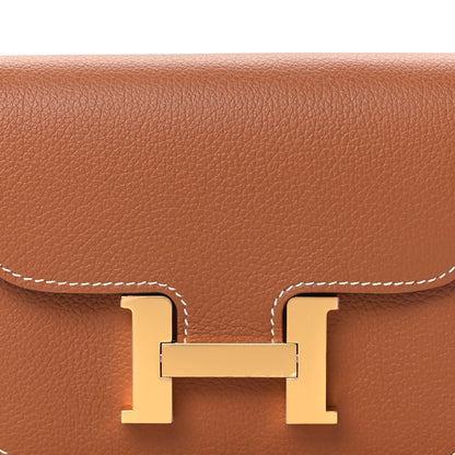 Hermes Evercolor Bi-Color Constance Slim Wallet Gold Lime 11 of 12