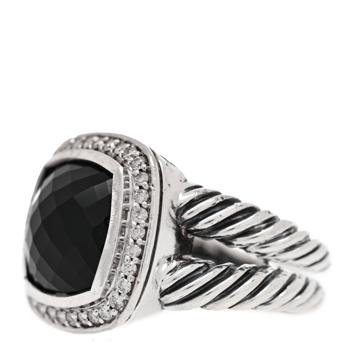 David Yurman Sterling Silver Diamond Black Onyx 11mm Albion Ring 52 6 4 of 6