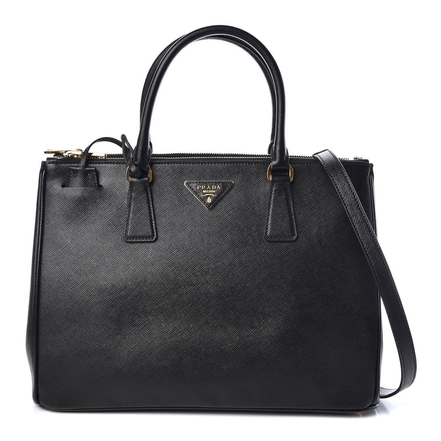 Saffiano Medium Galleria Double Zip Tote Black