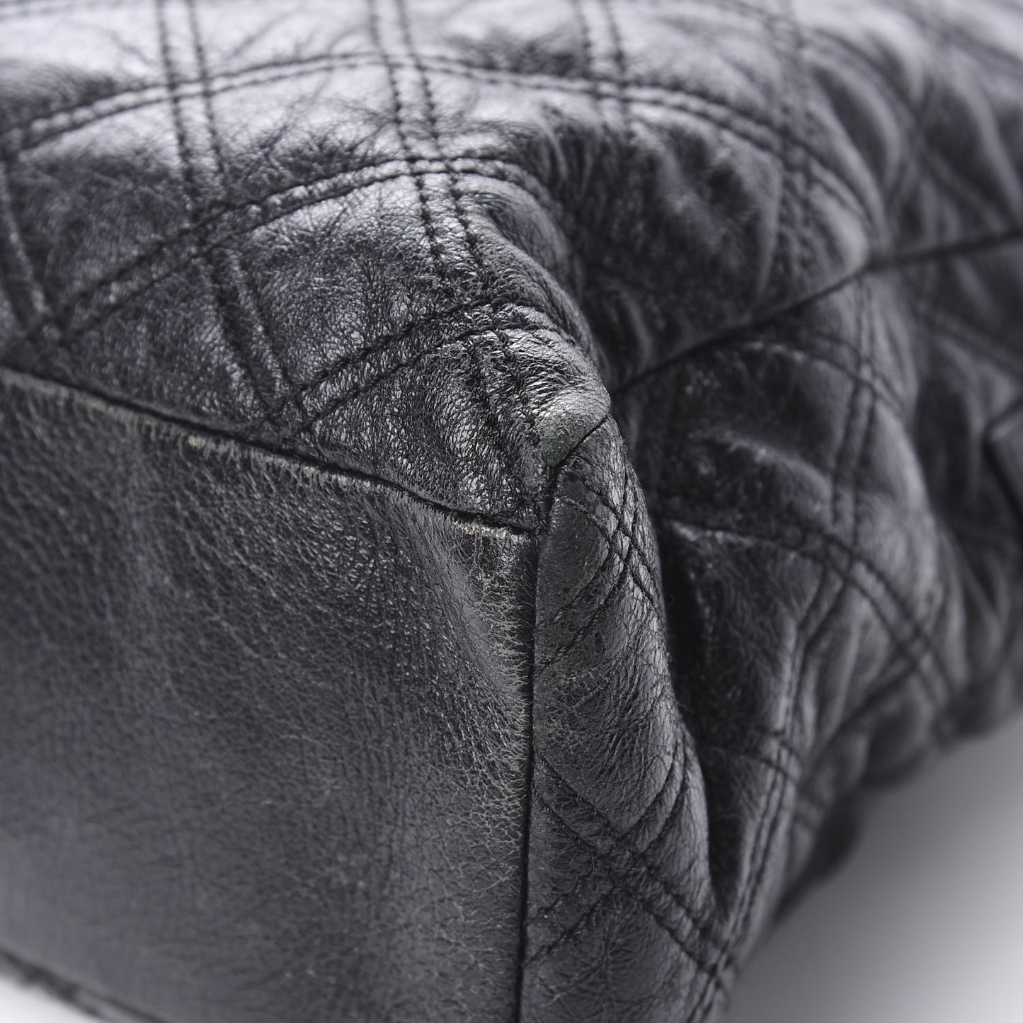 Lacquered Goatskin Quilted Karlie Satchel Black