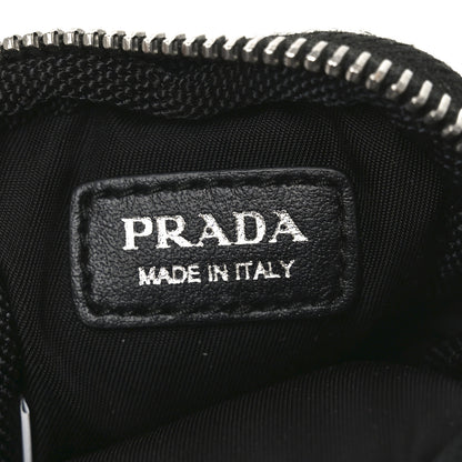 Prada Re-Nylon Pocket Triangle Padded Mini Key Chain Pouch Black 6 of 7