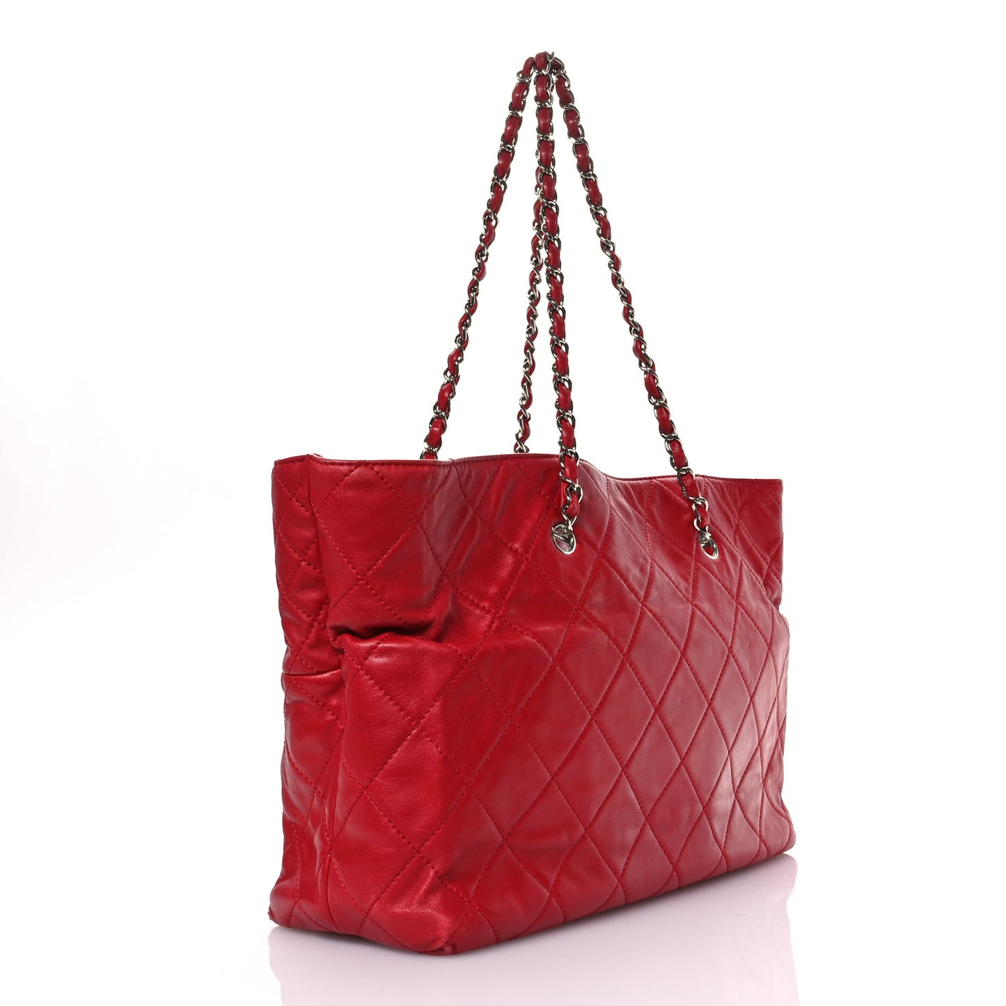 Calfskin Quilted Large In the Business Tote Red