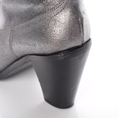 Saint Laurent Metallic Suede Curtis Ankle Boots 39 Dark Silver 19 of 22