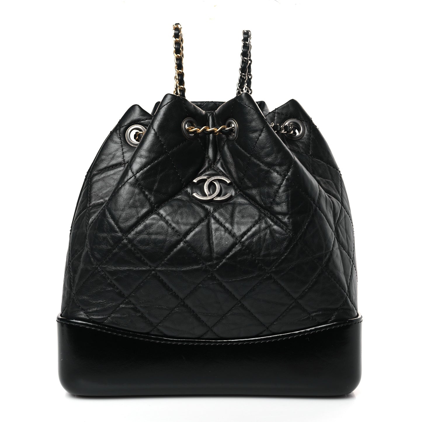 Aged Calfskin Quilted Small Gabrielle Backpack Black