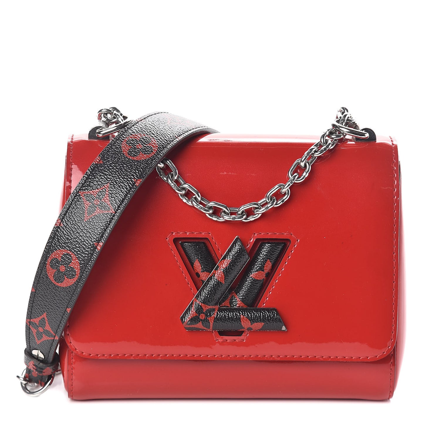 Patent Monogram Infrarouge Twist Shoulder Bag PM Coquelicot