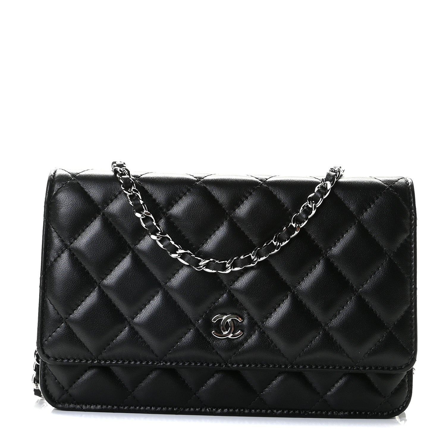 Chanel Lambskin Quilted Wallet On Chain WOC Black 1 of 10