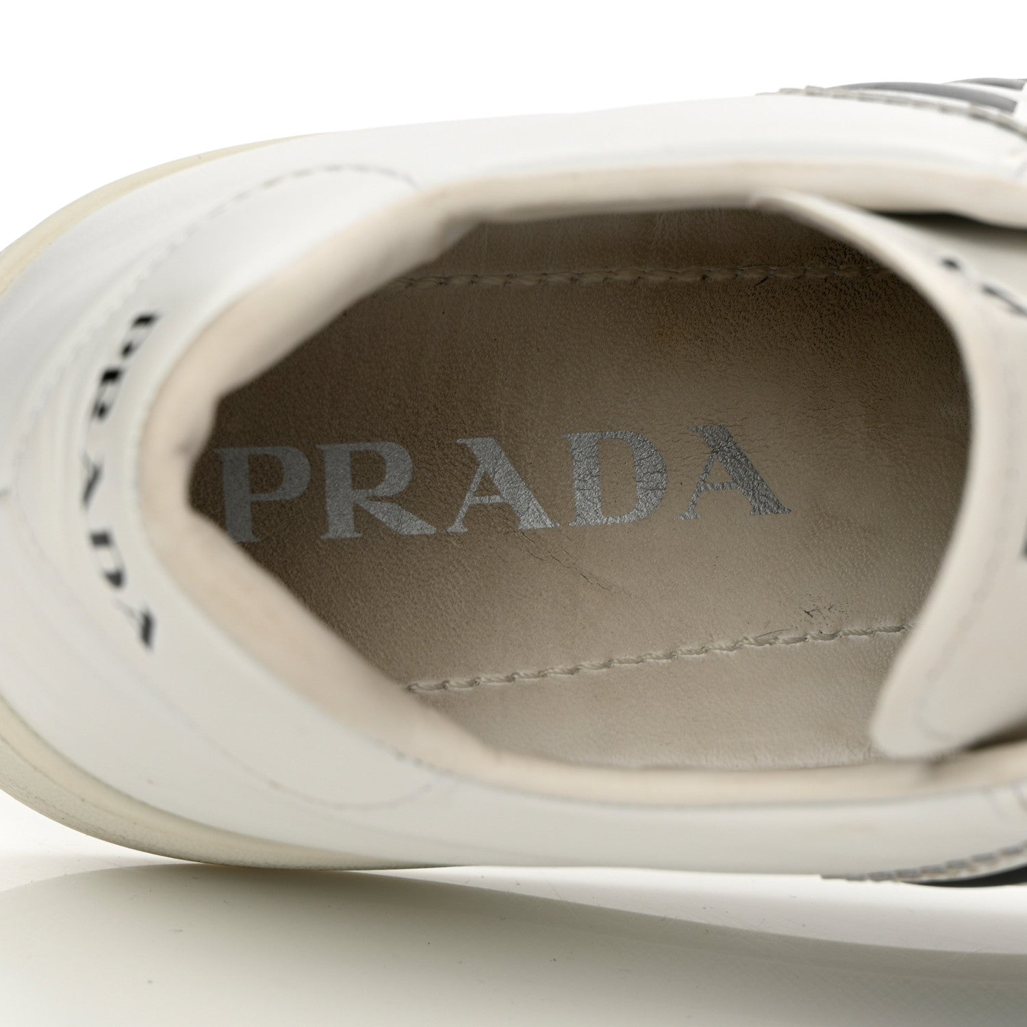 Prada Vitello Soft Logo Low Top Sneakers 37 White 7 of 15
