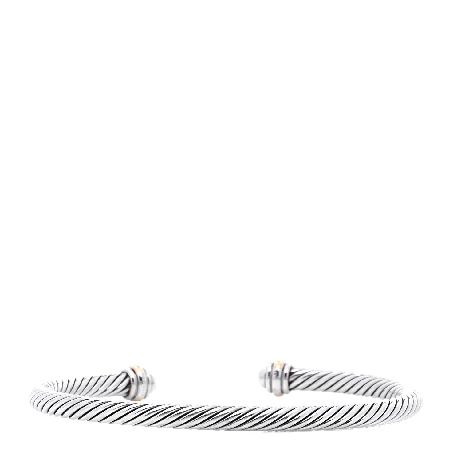 David Yurman Sterling Silver 18K Yellow Gold 4mm Cable Classics Bracelet 3 of 7