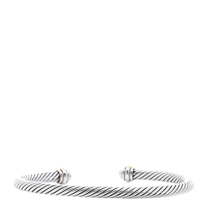David Yurman Sterling Silver 18K Yellow Gold 4mm Cable Classics Bracelet 3 of 7