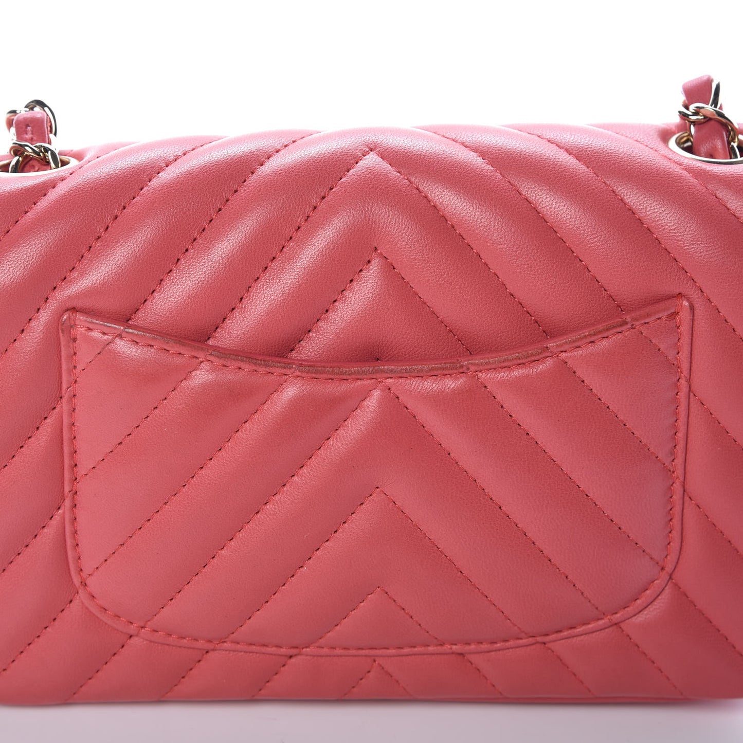 Lambskin Chevron Quilted Mini Rectangular Flap Pink