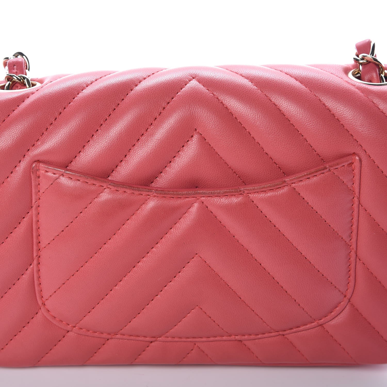 Chanel Lambskin Chevron Quilted Mini Rectangular Flap Pink 14 of 15