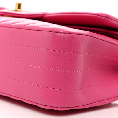 Chanel Lambskin Chevron Quilted Medium Double Flap Pink 10 of 10