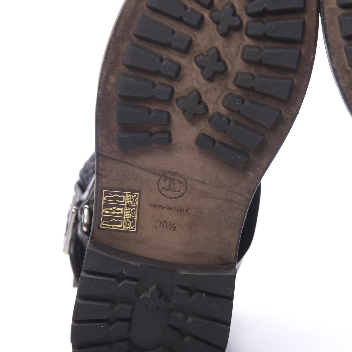 Tweed Calfskin CC Short Boots 36.5 Grey Navy Black