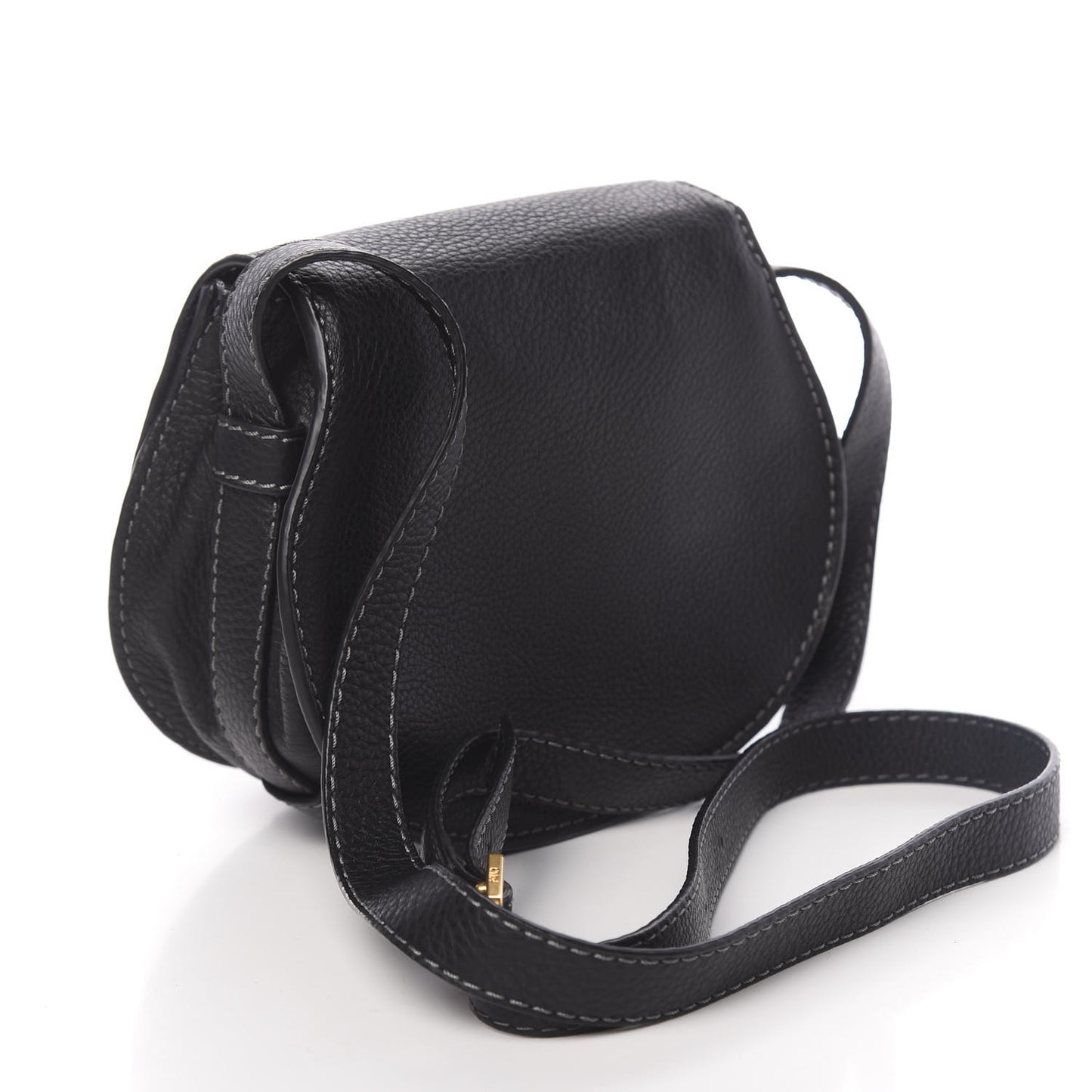 Calfskin Mini Marcie Round Crossbody Bag Black