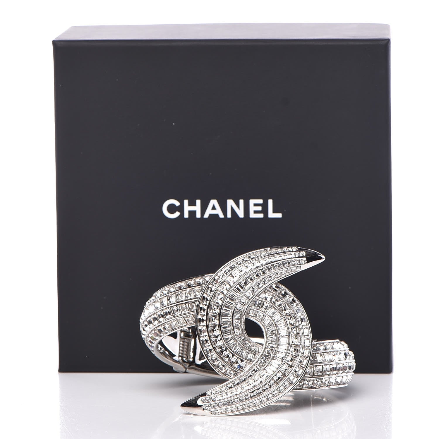 Chanel Crystal Baguette CC Cuff Silver 5 of 5