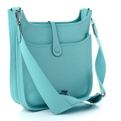 Hermes Taurillon Clemence Evelyne III PM Bleu Atoll 3 of 9