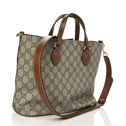 Gucci Soft GG Supreme Monogram Small Crossbody Tote Beige Cuir 3 of 7
