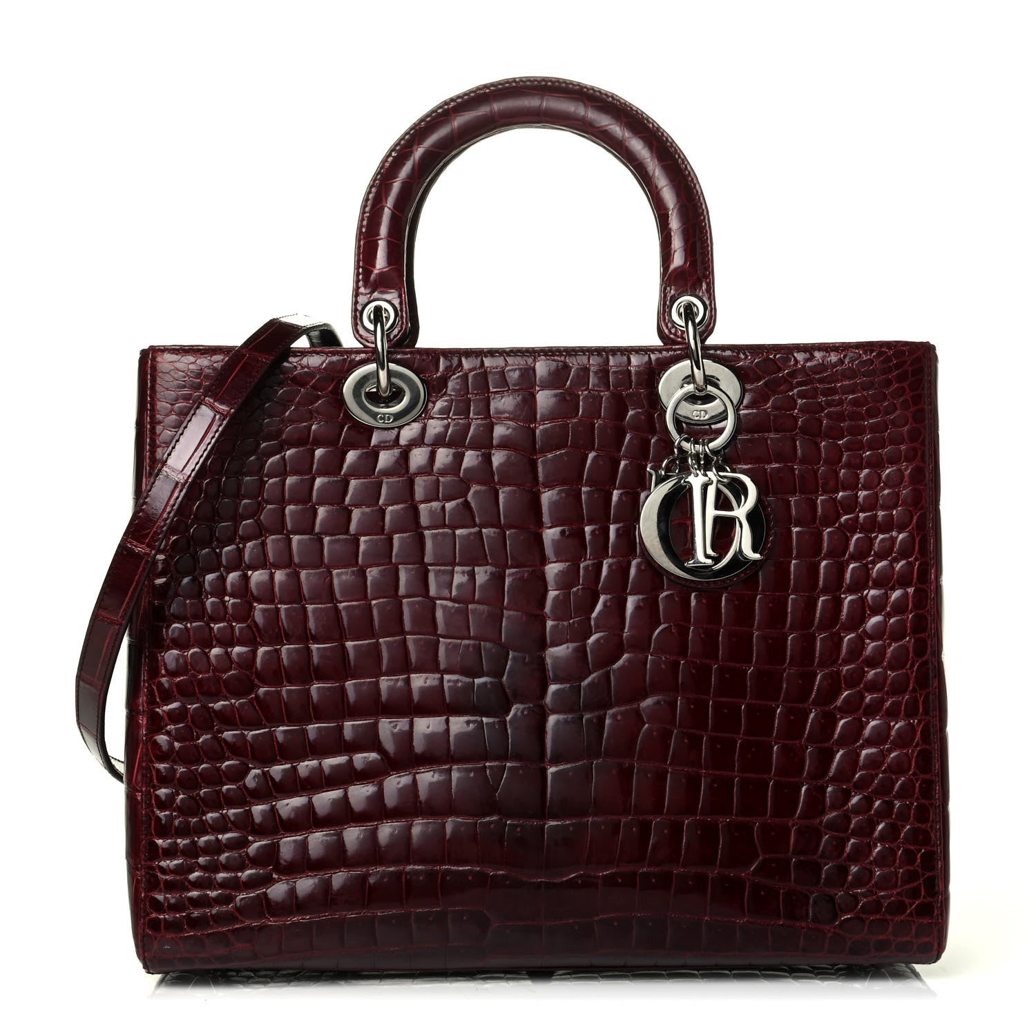 Christian Dior Crocodile Large Lady Dior Dark Red 1 of 7