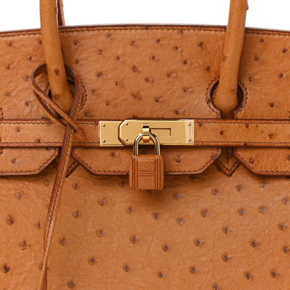 Hermes Ostrich Birkin 35 Gold 7 of 9