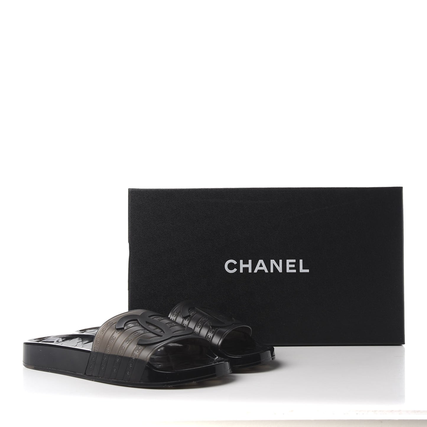 PVC CC Flat Slide Sandals 38 Black