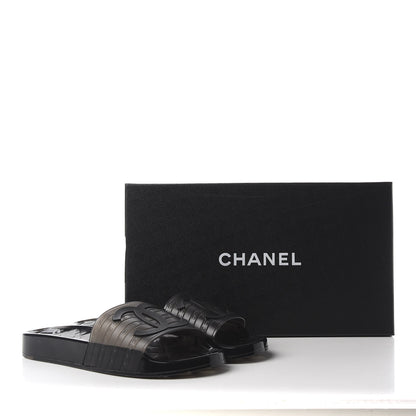 Chanel PVC CC Flat Slide Sandals 38 Black 10 of 10