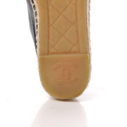 Chanel Patent Calfskin Metallic Goatskin CC Espadrilles 35 Black Silver 7 of 10