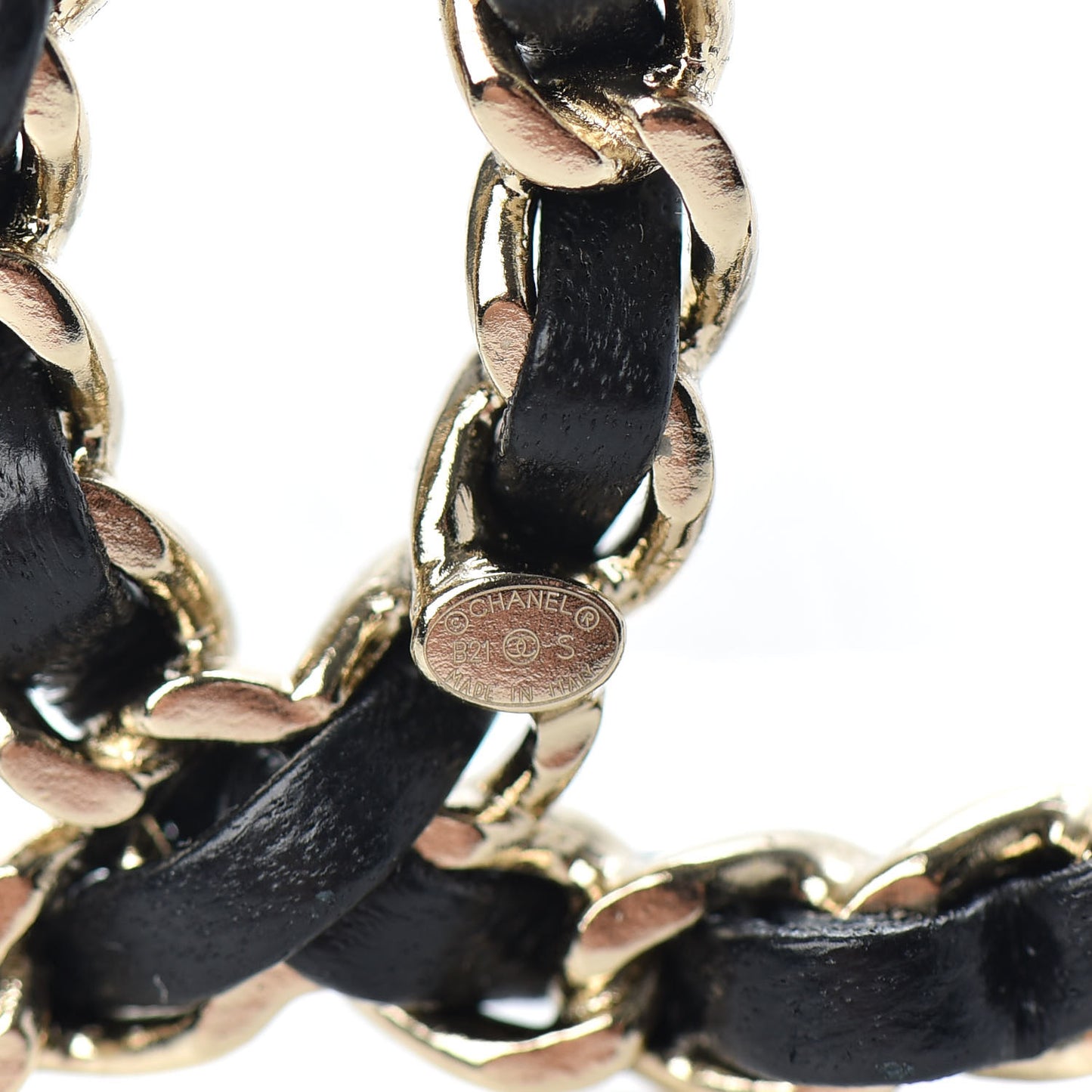 Lambskin Chain CC Brooch Black Gold