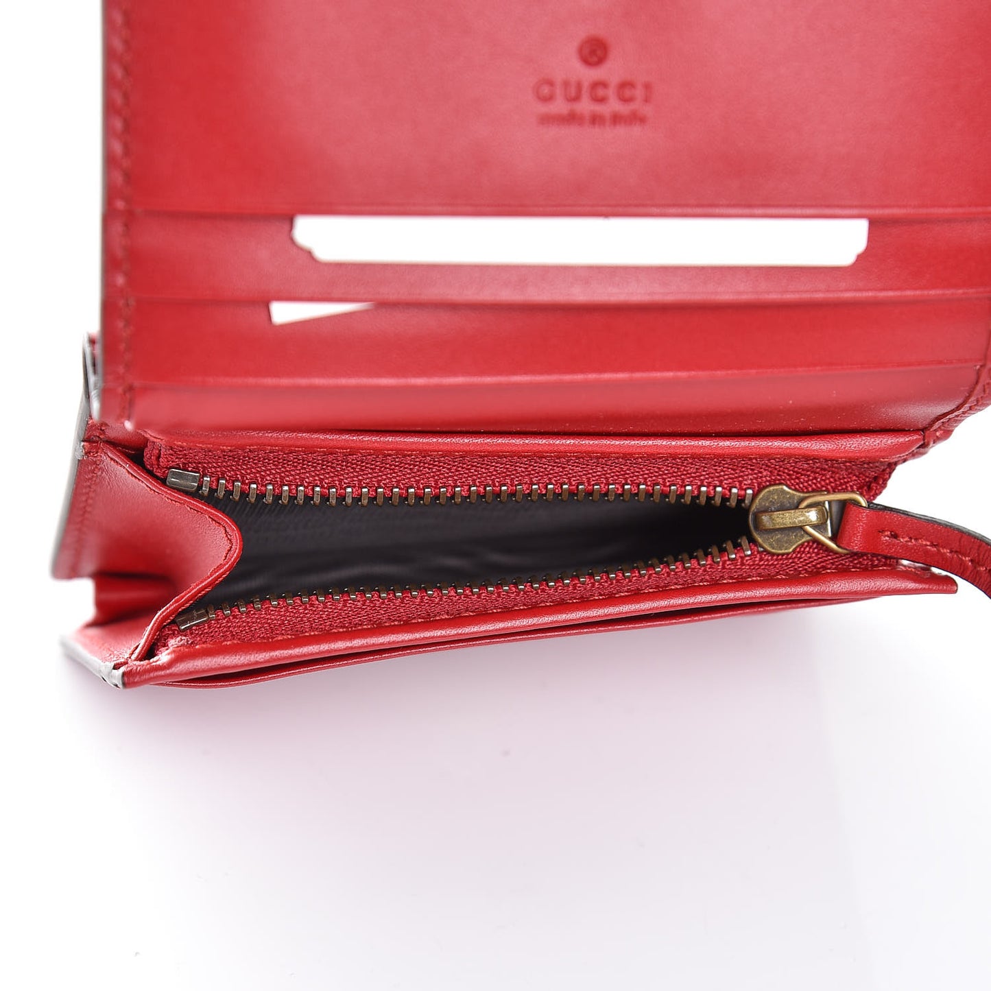Guccissima Cherries Card Case Wallet Hibiscus Red