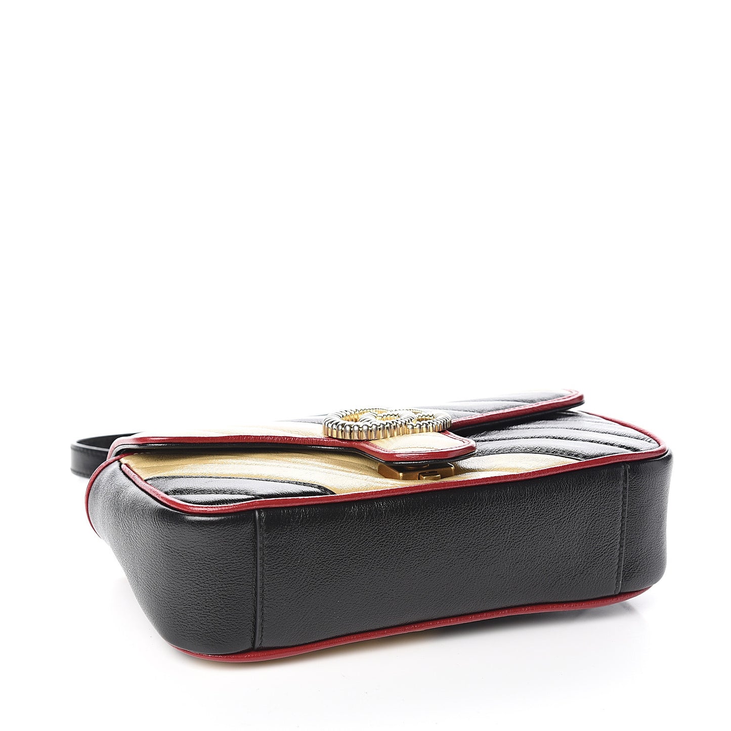 Azalea Calfskin Matelasse Diagonal Patchwork Mini Torchon GG Marmont Shoulder Bag Black Beige Romantic Cerise