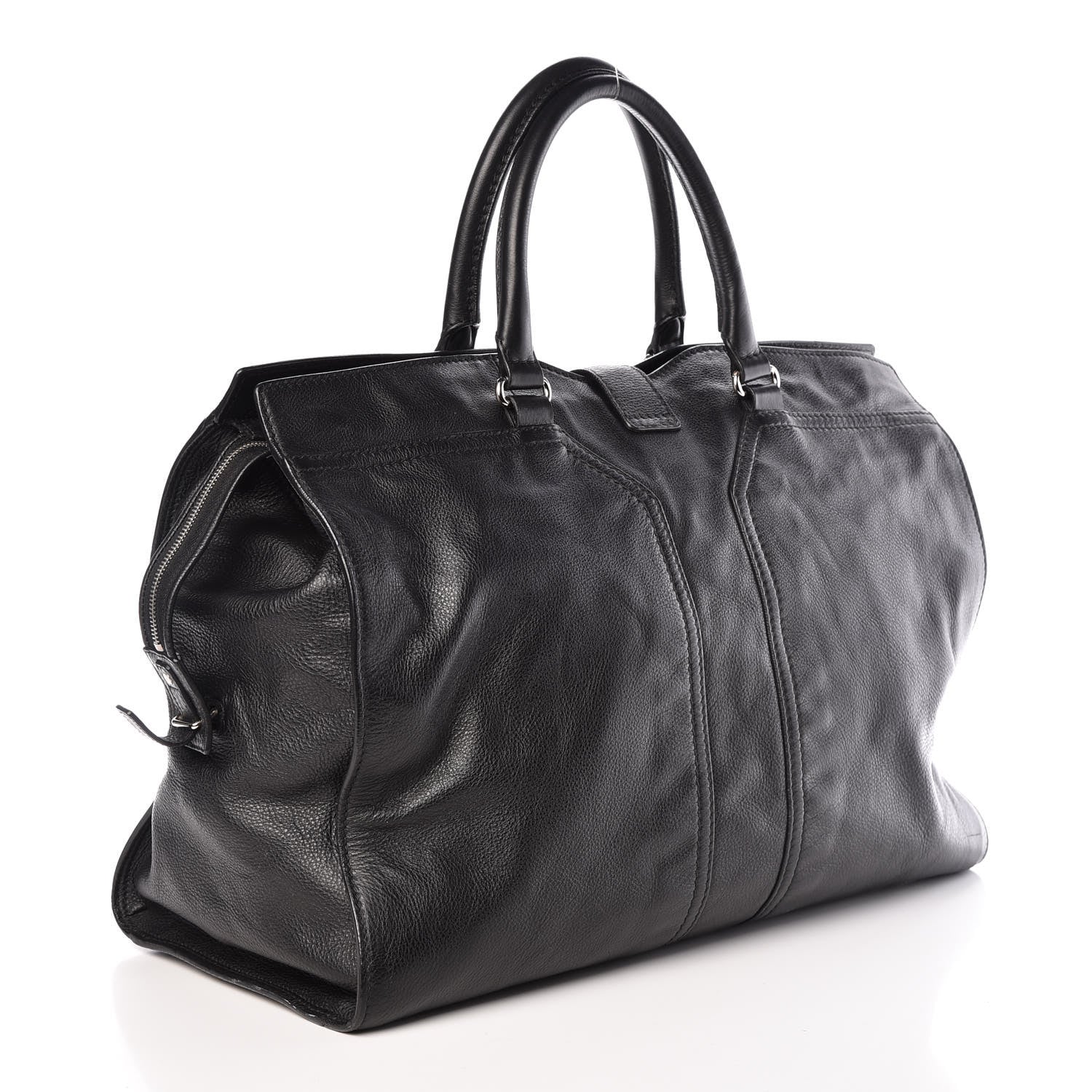 Saint Laurent Calfskin Cabas Chyc Weekender Black 3 of 9