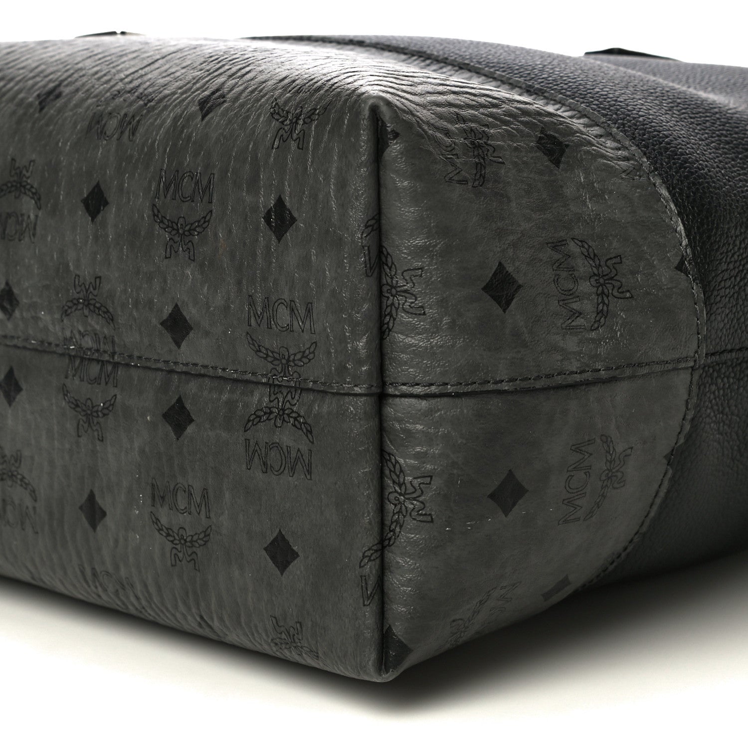 MCM Calfskin Visetos Anya Shopper Tote Black 9 of 16
