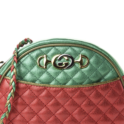 Gucci Laminated Nappa Trapuntata Mini Zumi Dome Shoulder Bag Rosso Jasmine Green Rame 10 of 10