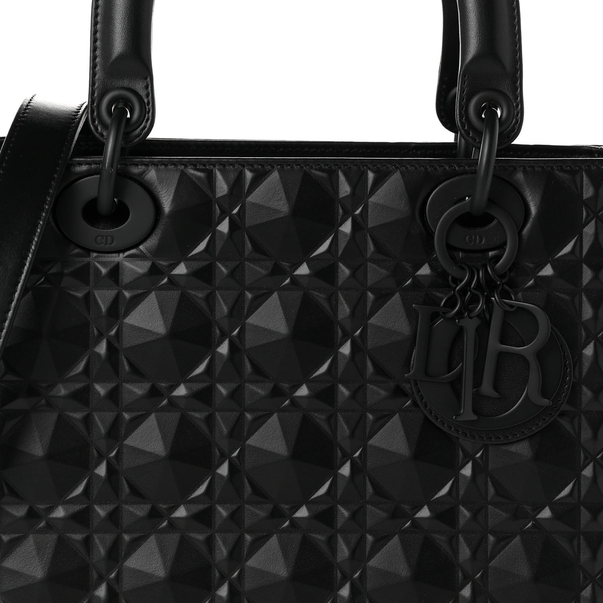 Christian Dior Calfskin Cannage Diamond Cannage Medium Lady Dior Black 8 of 11