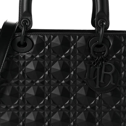 Christian Dior Calfskin Cannage Diamond Cannage Medium Lady Dior Black 8 of 11