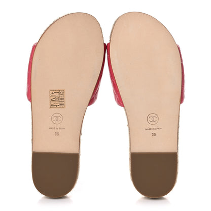 Chanel Lambskin Quilted CC Espadrille Slip On Sandals 36 Pink 5 of 8