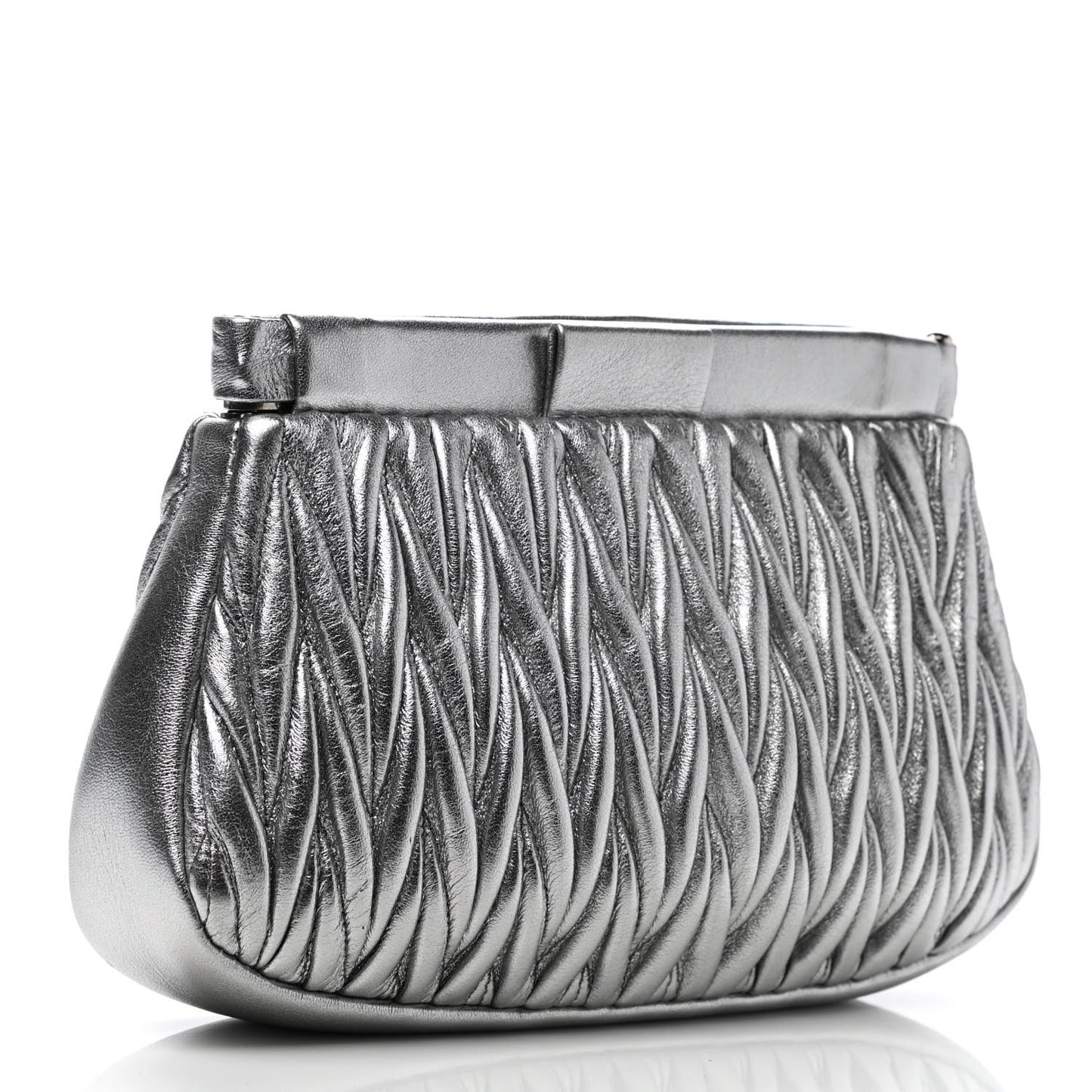 Metallic Matelasse Clutch Silver