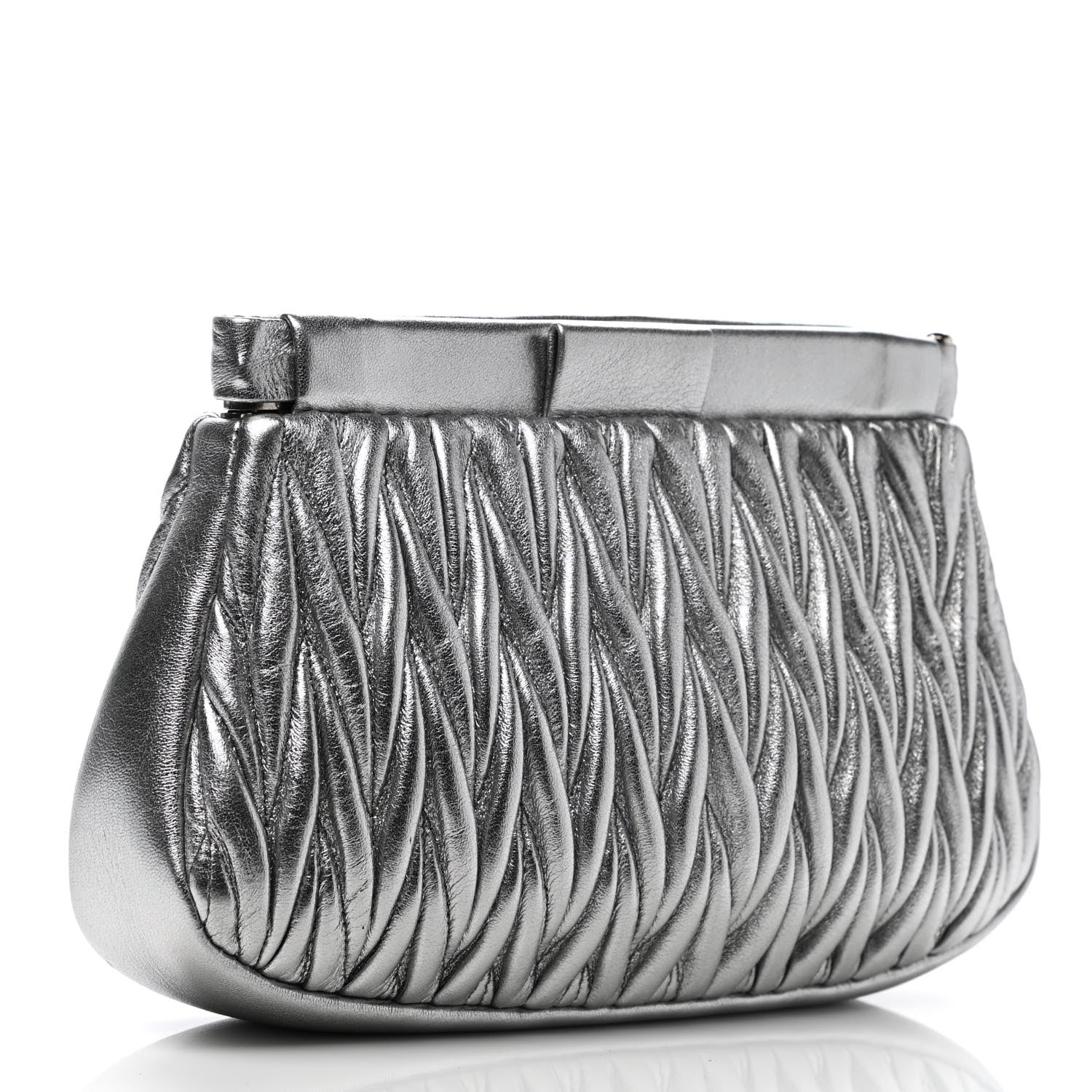 Miu Miu Metallic Matelasse Clutch Silver 3 of 7
