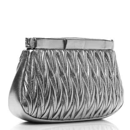 Miu Miu Metallic Matelasse Clutch Silver 3 of 7